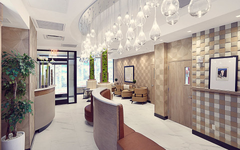 hotel lobby with modern decor
