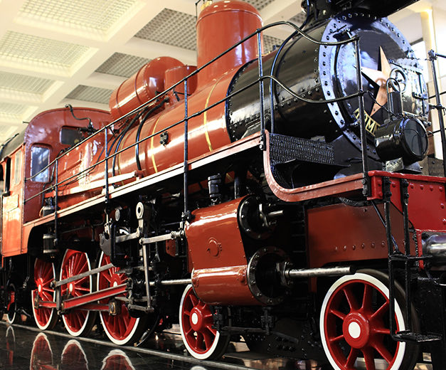a train in a railroad museum