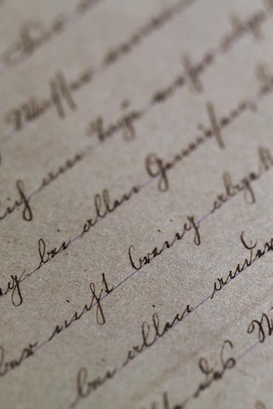 script font on paper