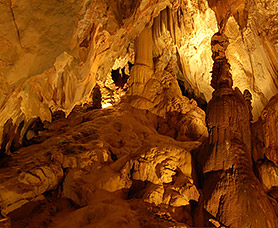 interior of a dimly lit cave
