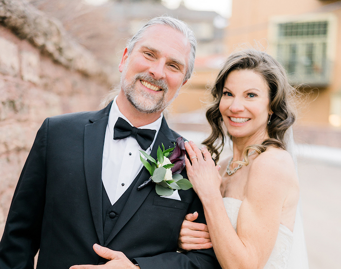 Husband and wife on wedding day