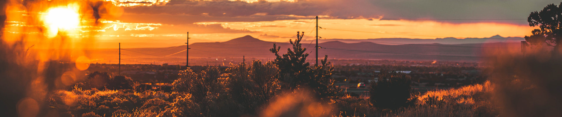 Sunset with hills in the background