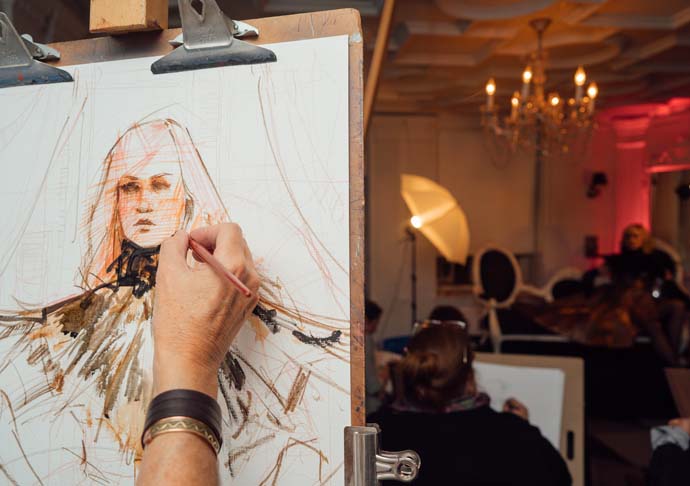 person drawing model