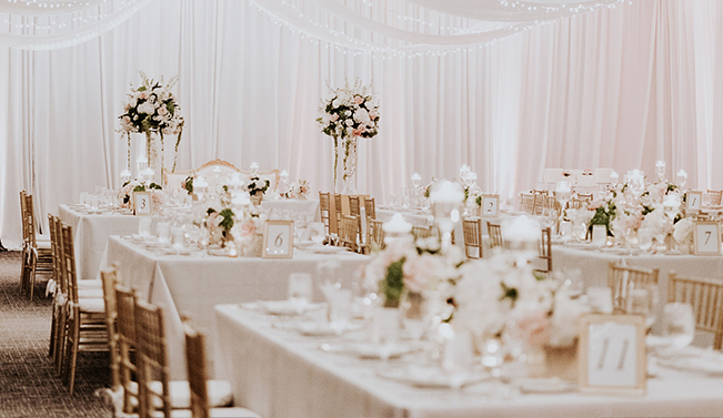 reception room with white cloths