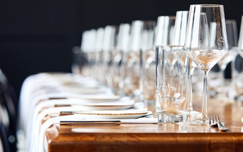 close up of the table settings with the background out of focus 