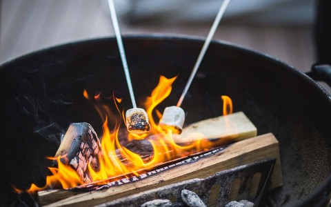View of some roasted marshmallows on a fireplace