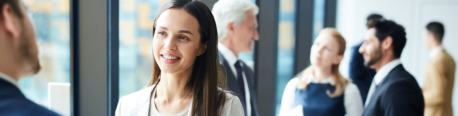 woman with colleagues