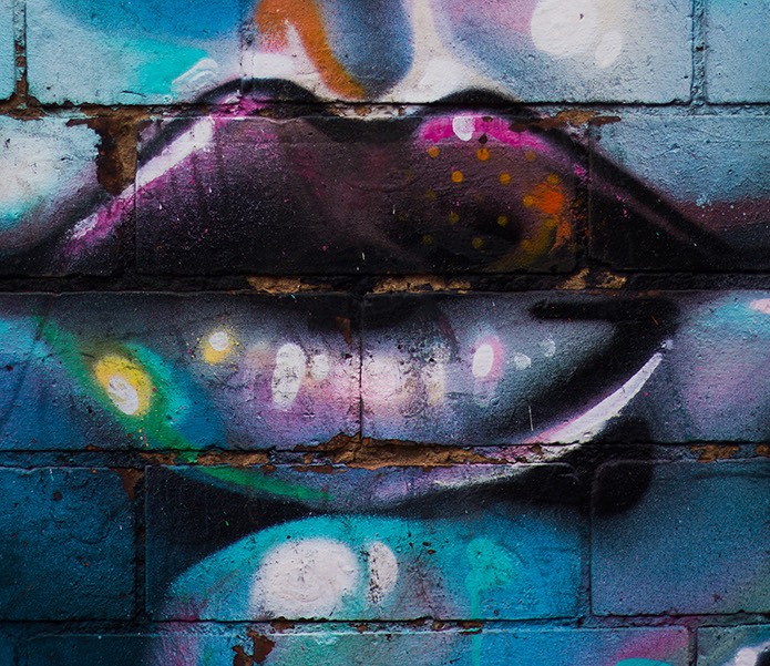mural of lips
