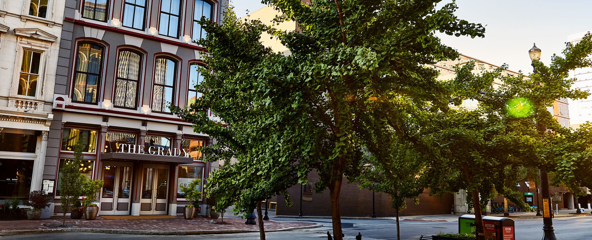 exterior of grady with trees in front