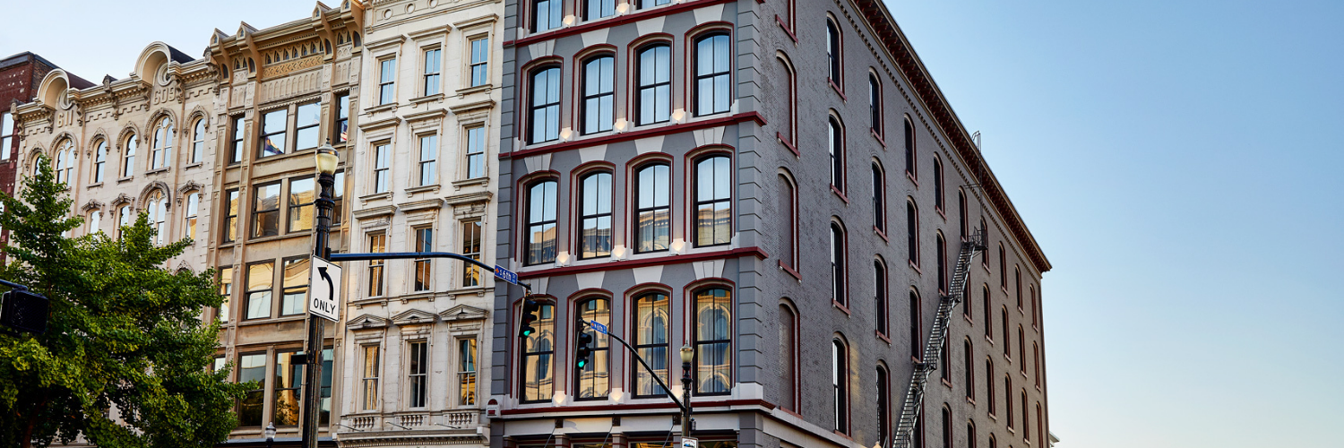 exterior view of vintage hotel
