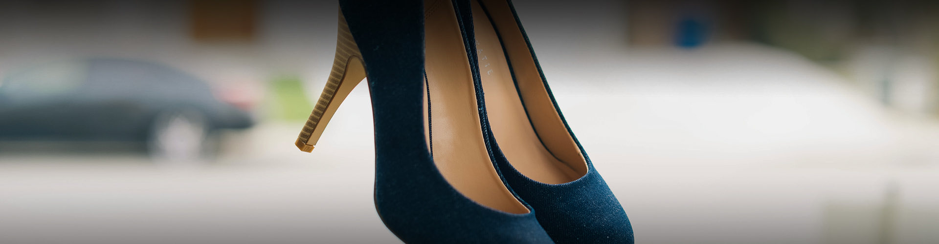pair of black heels