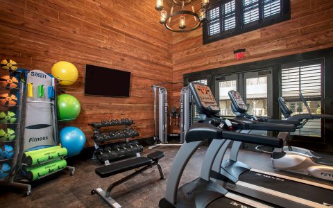 interior shot of gym with equipment