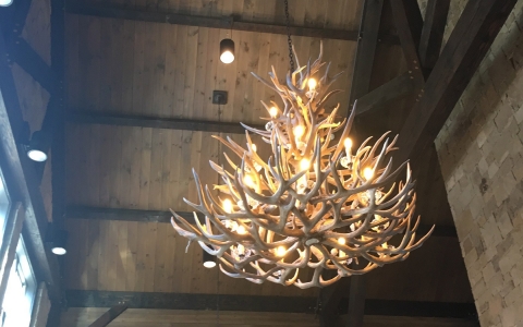 chandelier made up of antlers
