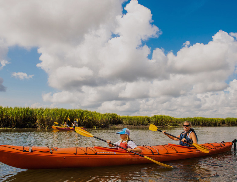 two people kayaking