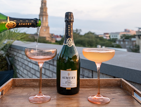 champagne and two glasses