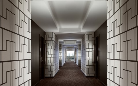 cool wall designs along the hallways to the rooms