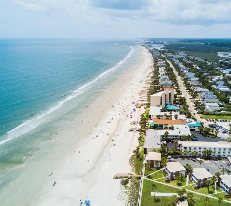aerial view of beach strip