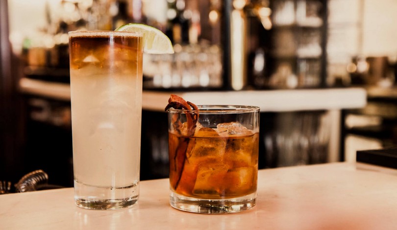 two cocktails on the bar