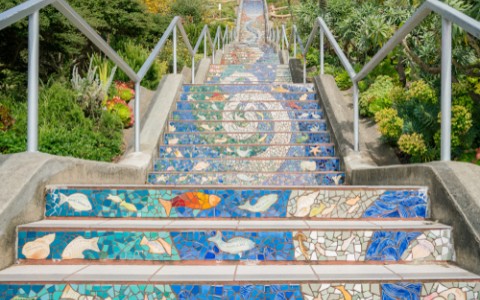 colorful mosaic stairway in san francisco