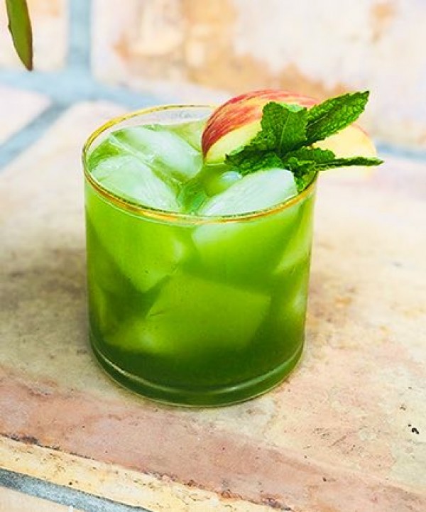 green garnished cocktail