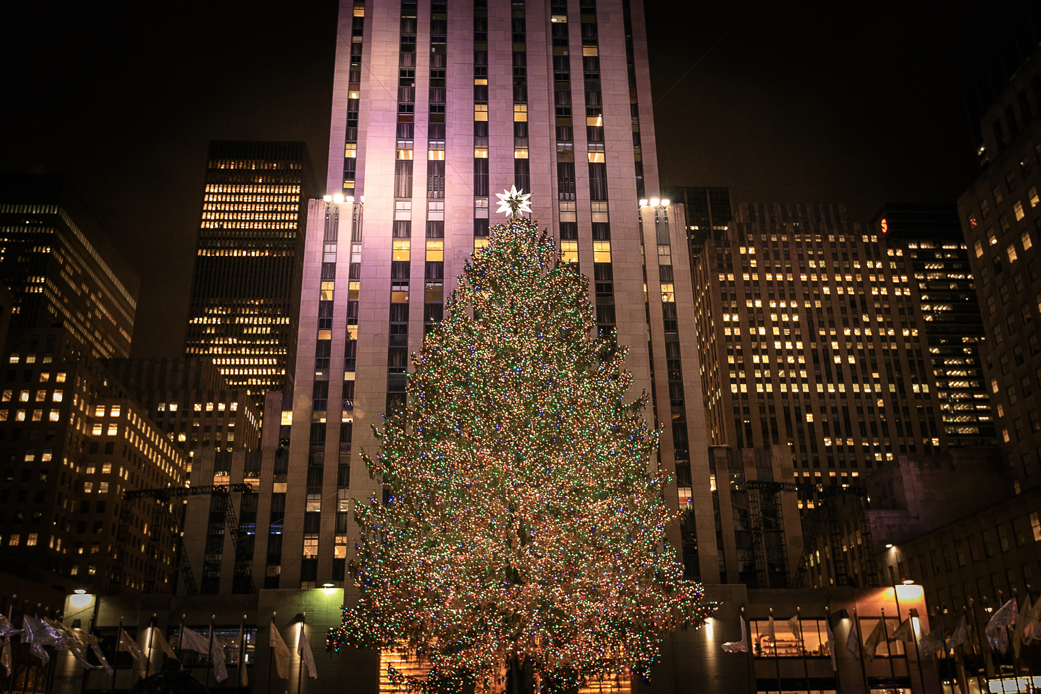 a photo of the rockefeller xmas tree in nyc