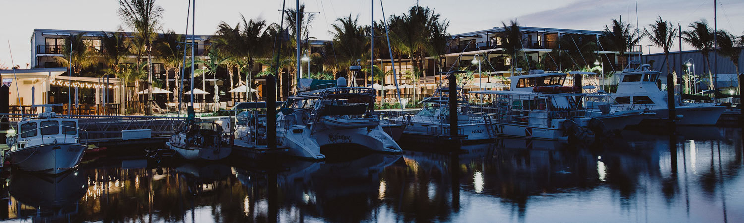 boats parked in marina lit up atnight
