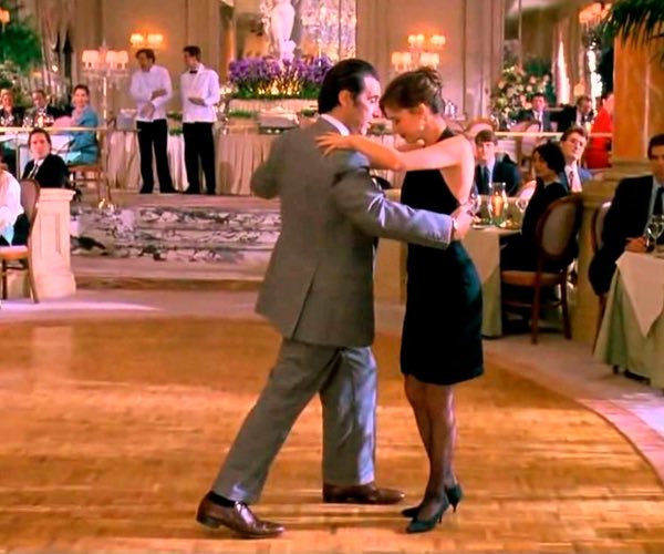 Couple dancing in ballroom