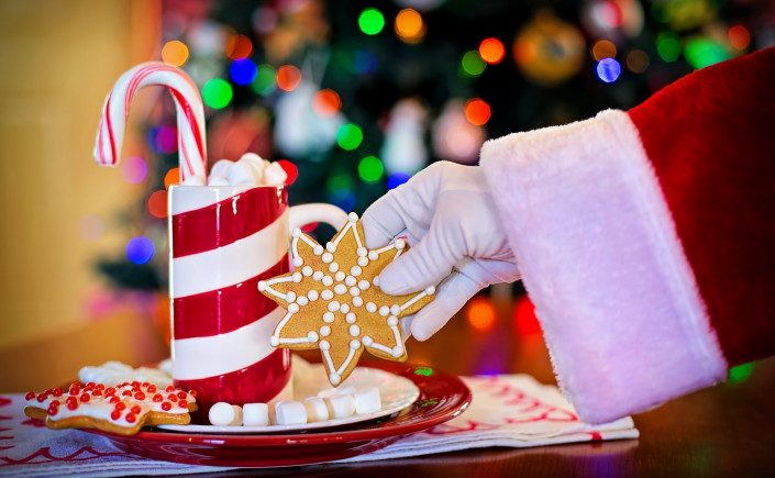 Cookie held by Santa