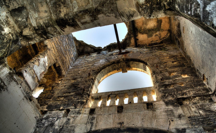 Interior view of the Unfinished Church of St Georges Town in Bermuda