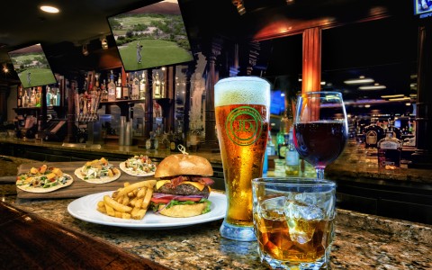 Bar food and beer at sportsbar