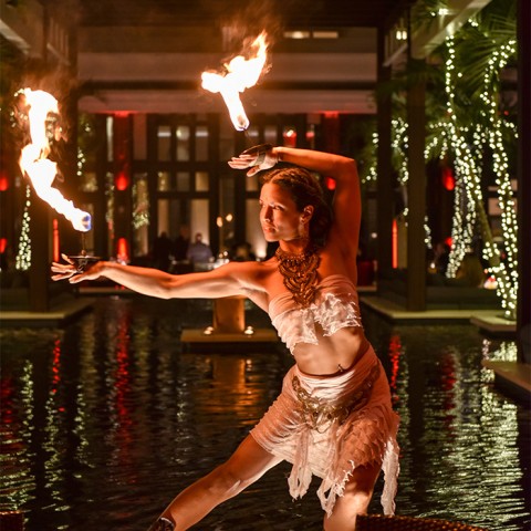 woman doing her fire performance
