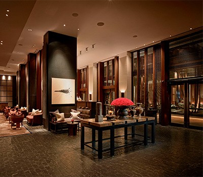 view of an empty art place at night