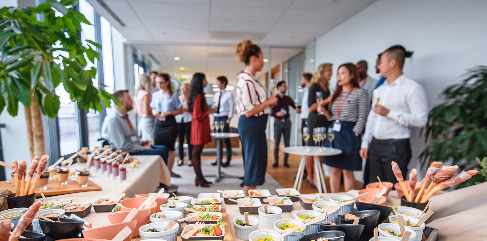 catering buffet on l shaped table