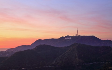 hollywood sign during the sunset