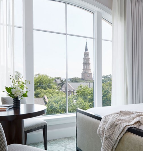 Spectator room and window overlooking Charleston