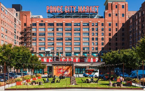 exterior view of the ponce city market in a sunny day