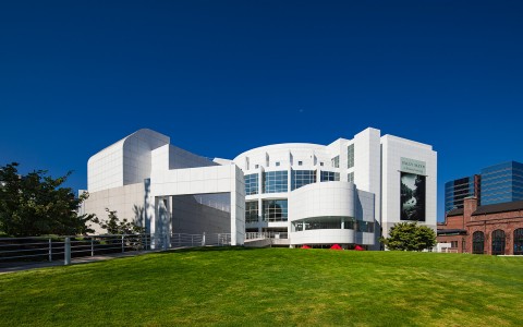exterior view of a white building 