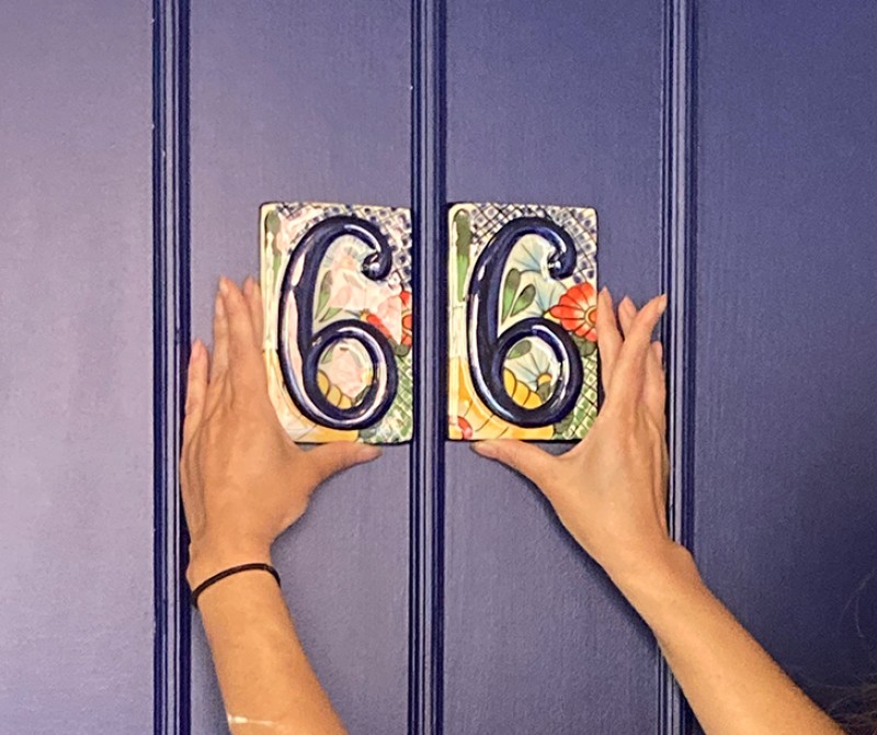 66 on floral tiles