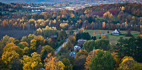 areal view of land in fall