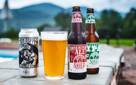 beer with mountain backdrop