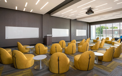 Open conference room with unique seating