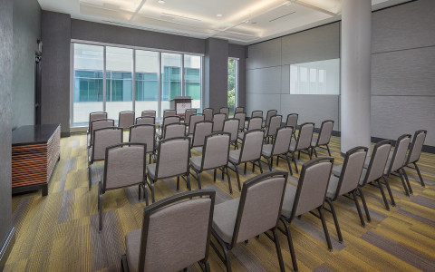 Open conference room on the top floor of the building