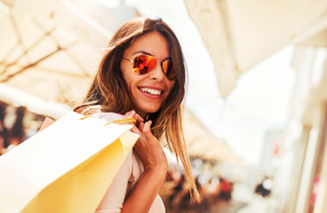 Woman holding shopping bags
