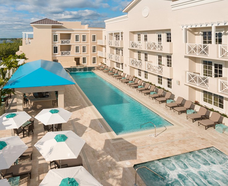 swimming pool area on a sunny day