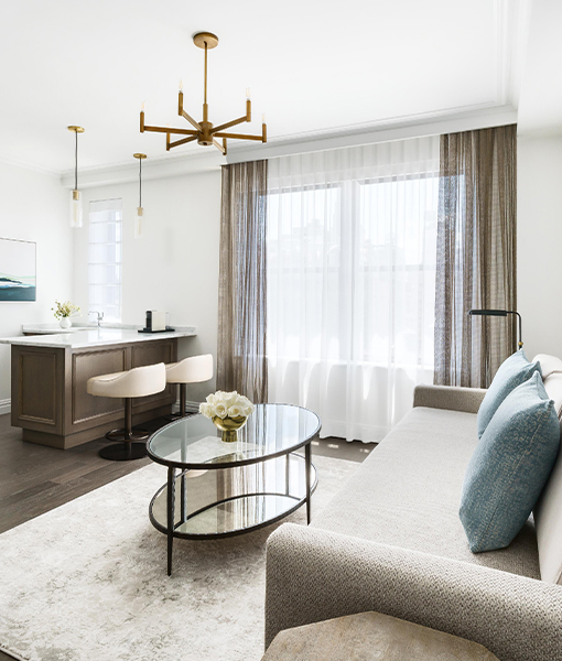 living room with grey couch