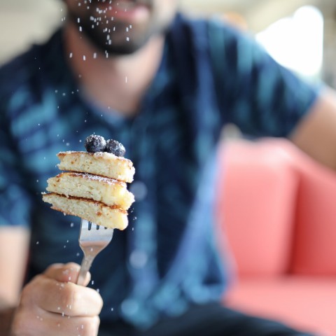 pancakes on a fork