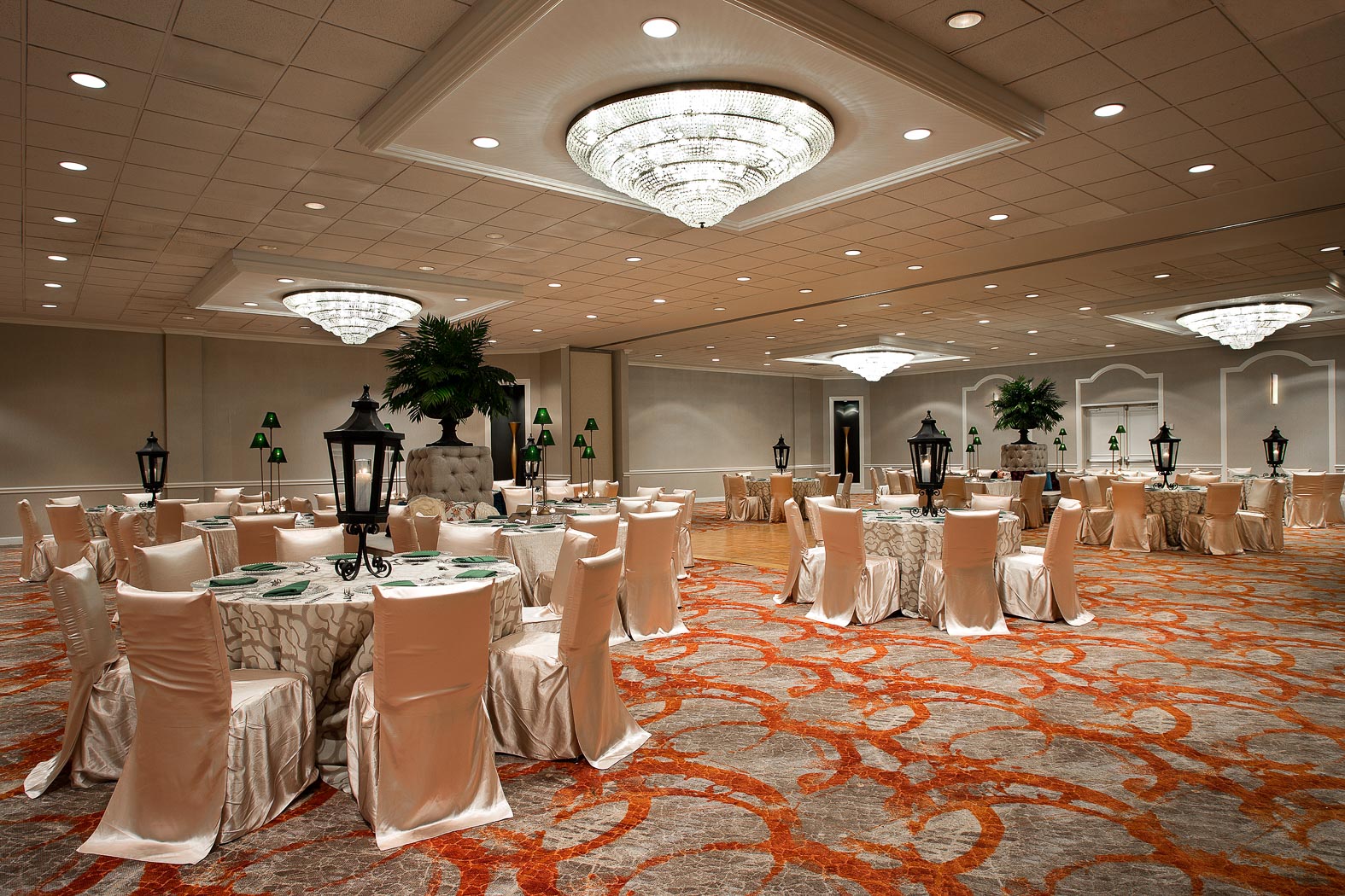 elegantly decorated ball room 