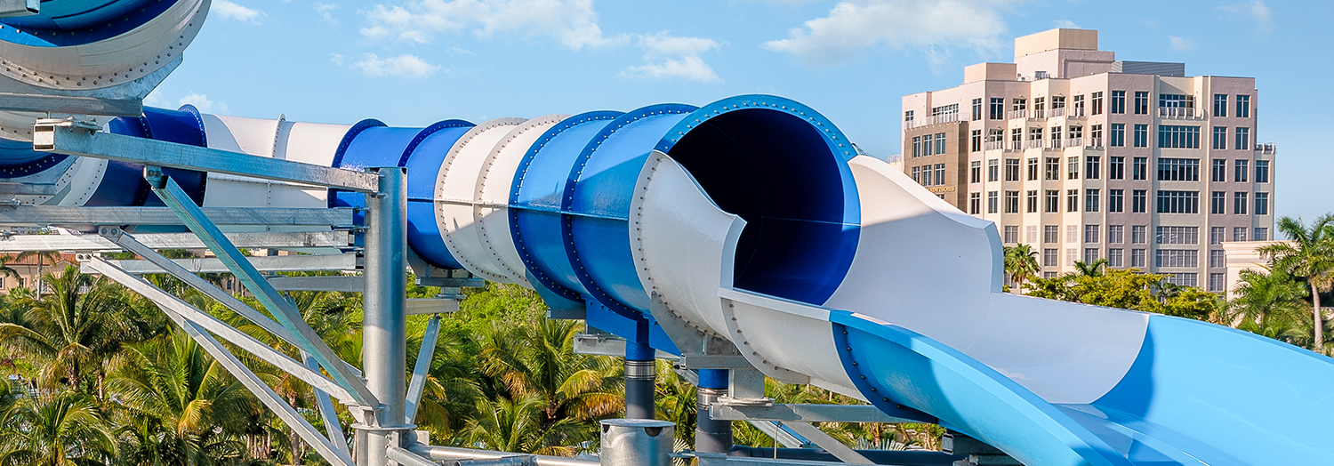 tidal cove waterpark view with two big pools and sliders