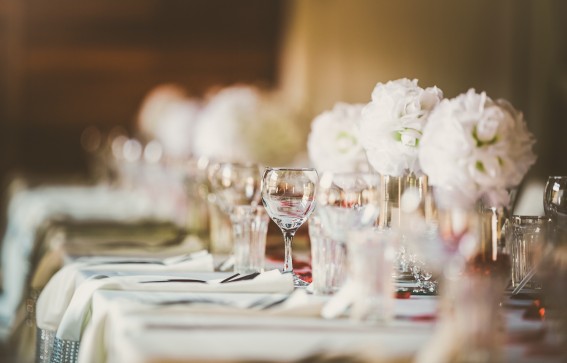 Table decorated for a wedding