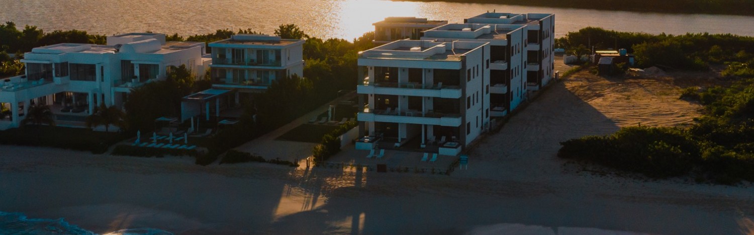 colorful sunset and condo